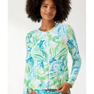 Tommy Bahama Island Cays Seafrond Full Zip UPF 50 Rashguard New Beachy Summer M